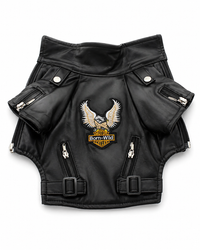 Puppy Rebel Faux Leather Dog Jacket with Eagle Patch 🦅