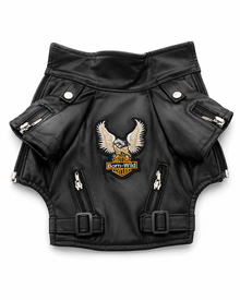 Puppy Rebel Faux Leather Dog Jacket with Eagle Patch 🦅