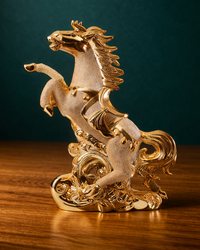 Golden Ceramic Decorative Horse - Elegant Luxury-Style Home Decor Figurine Short SEO text: