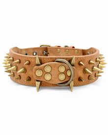 Spike-Hundehalsband im Vintage-Look – breites Nietenhalsband für starke Hunde
