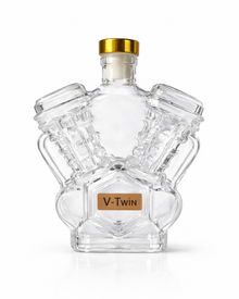 V-Twin Engine Whiskey Bottle Made of Borosilicate Glass – Handcrafted Designer Liquor Bottle