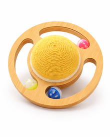 Planeten-Kratzball aus Holz & Sisal für Katzen