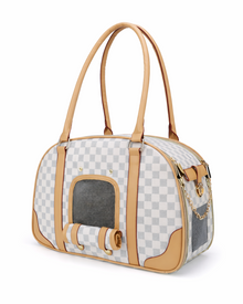 PfotenMobil Luxury Pet Carrier in an Elegant Chessboard Design for Dogs & Cats