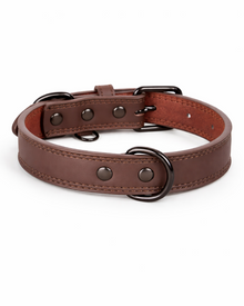 Premium Leather Dog Collar with Double D-Ring – Soft, Robust & Stylish