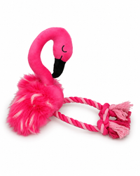 Plüsch-Flamingo mit Quietscher & Tauseil-Beinen – rosa Hundespielzeug
