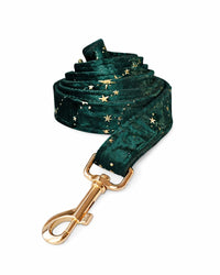 Green Star Fleece Dog Collar with Bow Tie