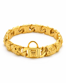 Titan Steel Dog Collar with Bulldog Links - Luxurious Statement Collar for Strong Dogs