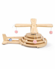 Wooden cat toy with rotating platform