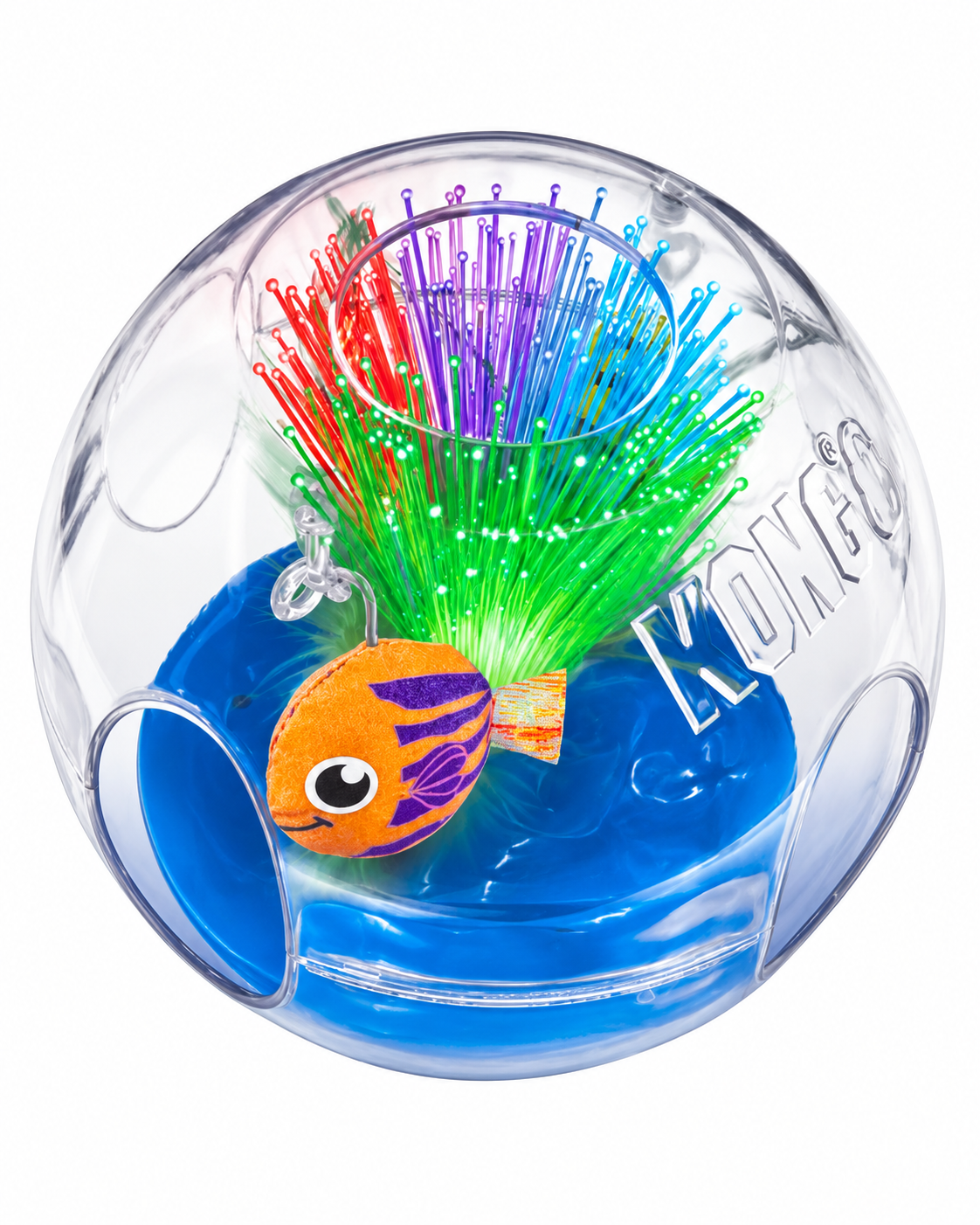 KONG Bat-A-Bout Glow Aquarium interaktives Katzenspielzeug mit Lichtfasern und Catnip