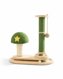 Wooden cat toy with rotating platform