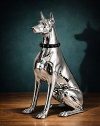 Hunde-Dekofigur in Silberoptik
