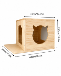 Wall-mounted climbing set for cats made of pine wood