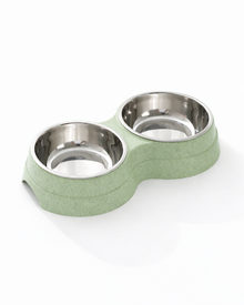 Double Bowl for Dogs & Cats with Stainless Steel Bowls – Food and Water Bowl in Pink, Green or Blue