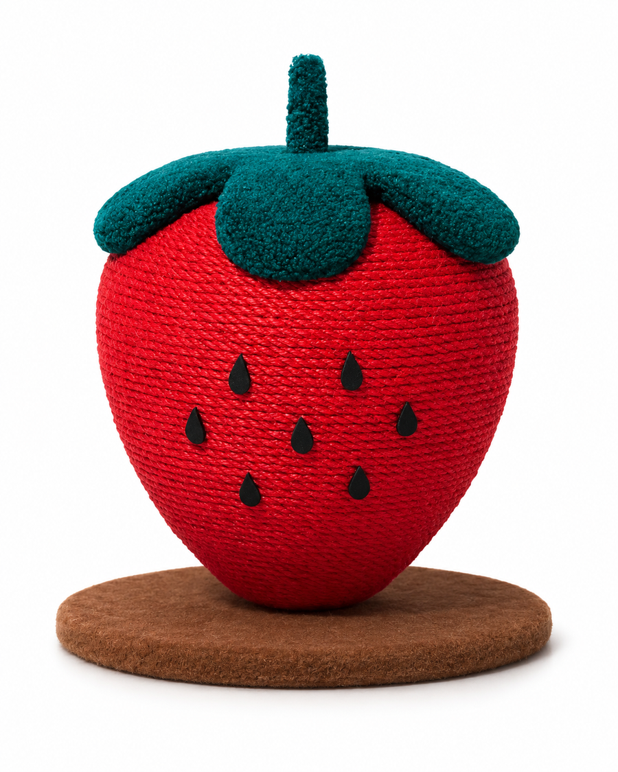 Strawberry Scratch Ball for Cats – Vertical Scratching Toy with Stable Stand 🍓🐾