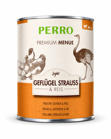 Premium-Nassfutter Menü - Light - Geflügel mit Strauß & Reis 🐶✨