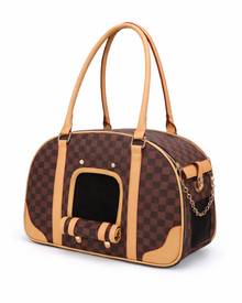 PfotenMobil Luxury Pet Carrier in an Elegant Chessboard Design for Dogs & Cats
