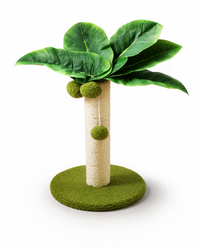 Palmenparadies Katzenkratzbaum aus Sisal – Spielbaum mit Hängebällen in grün