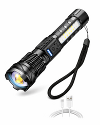 LED-Taschenlampe mit Seitenlicht & USB-Ladung – wasserdichtes Aluminiumgehäuse