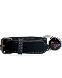 Spotted Pro Lederhalsband - Hochwertig & mit QR- & NFC-Hundemarke
