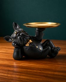 Cooler Bulldoggen Deko-Organizer mit Ablageschale – moderne Schlüsselablage aus Resin