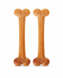 Robustes Hundekauspielzeug aus Holzmehl & Nylon – Zahnpflege-Spielzeug in Knochen- und Hähnchenform