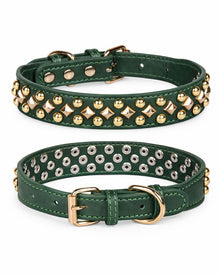 Nieten-Lederhalsband im Retro-Look