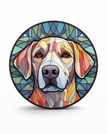 Regenbogenpfote Fensteranhänger – Hunde-Motiv im „Stained-Glass“-Look