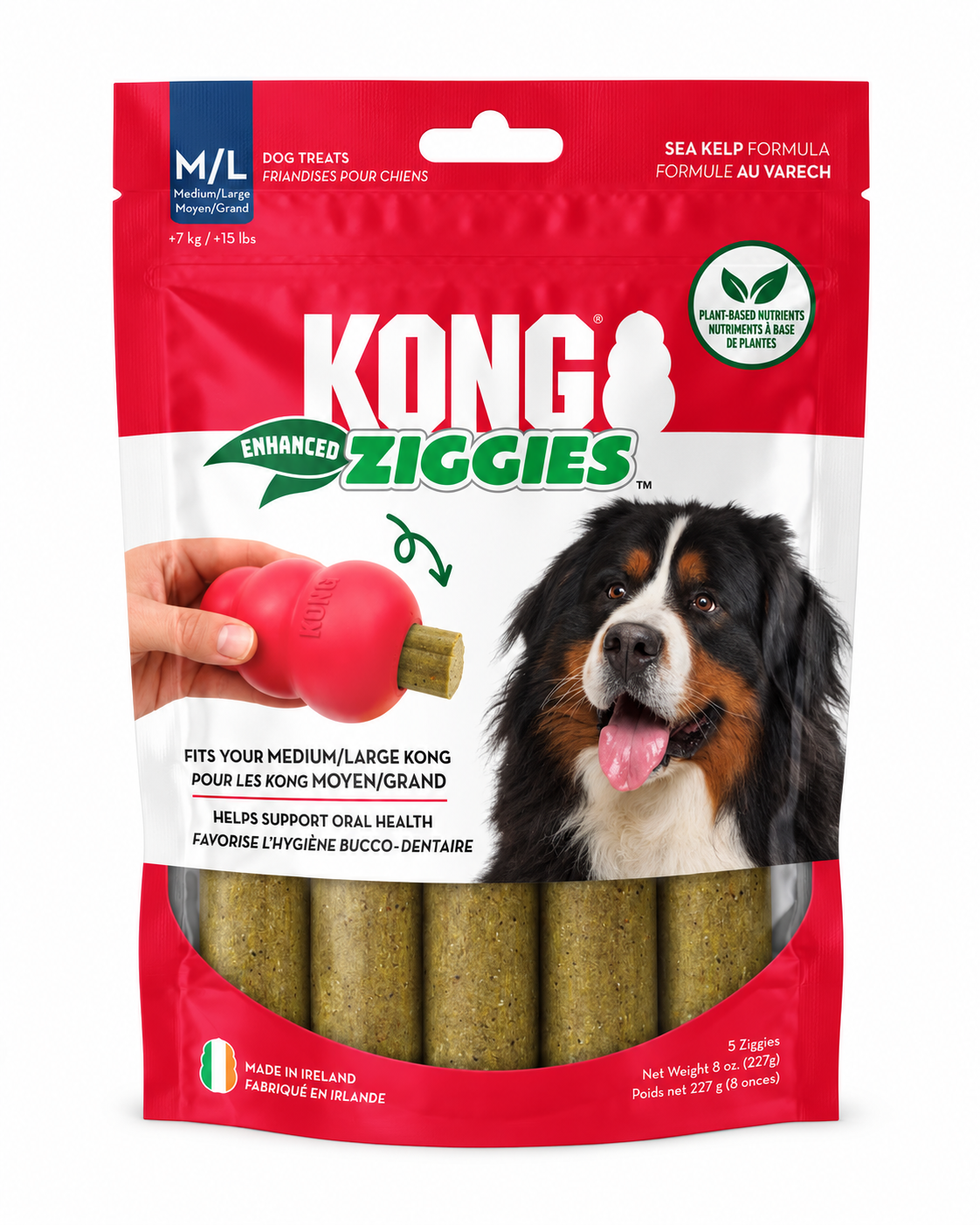 KONG Ziggies Enhanced Kausnacks für Hunde Größe M/L im 227-g-Beutel