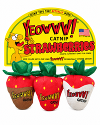 Yeowww! Strawberries Katzenspielzeug - Erdbeeren mit Katzenminze & Knisterblättern
