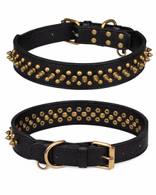 Vintage-Nietenhalsband aus Leder für Hunde