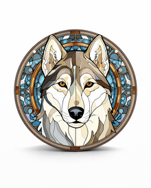 Regenbogenpfote Fensteranhänger – Hunde-Motiv im „Stained-Glass“-Look