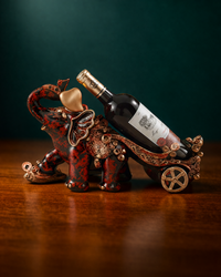 Elephant Wine Holder made of Resin - Luxurious Red-Gold Bottle Holder Decoration
