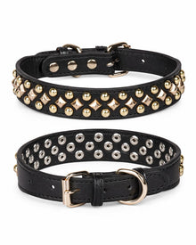 Nieten-Lederhalsband im Retro-Look