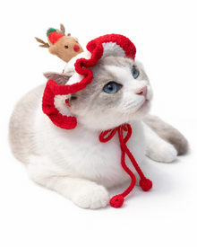 Weihnachtszauber Haustiermütze – Handgehäkelte Katzen- & Hundemütze als Weihnachtsbaum oder Elch