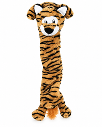 KONG Stretchezz Jumbo Tiger XL – extra langes Plüschspielzeug mit 3 Quietschern