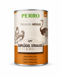 Premium-Nassfutter Menü - Light - Geflügel mit Strauß & Reis 🐶✨