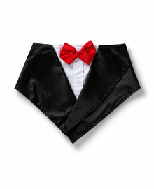 Dog Wedding Tuxedo Bandana with Bow Tie – Festive Triangle Scarf for Large Dogs