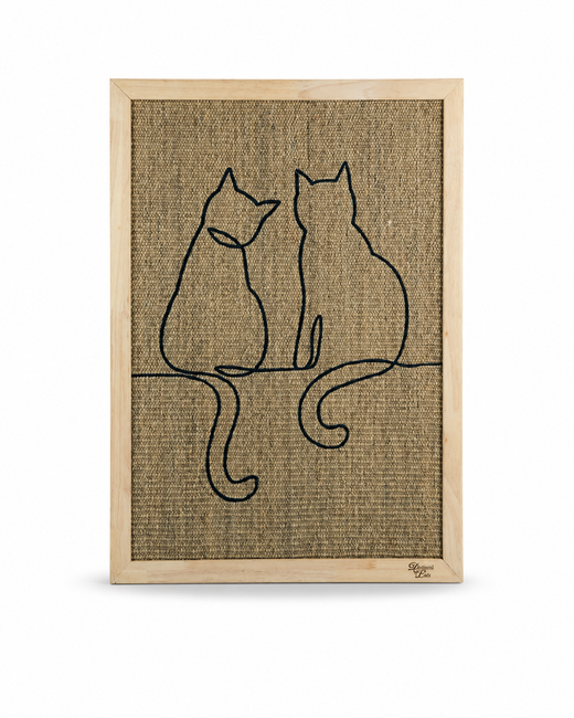 Designed by Lotte - Holz-Kratzbrett mit Sisal und Katzenmotiv zur Wandmontage