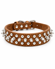 Stylish PU dog collar with studs