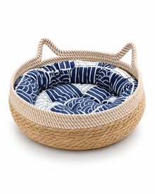 Summer rattan cat bed with scratching surface