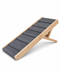 Adjustable Wooden Ramp for Dogs & Cats – Foldable Pet Ramp with Non-Slip Carpet Surface