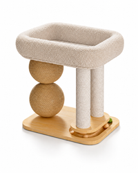 Pine Wood Cat Den with Sisal Scratching Posts & Play Ball